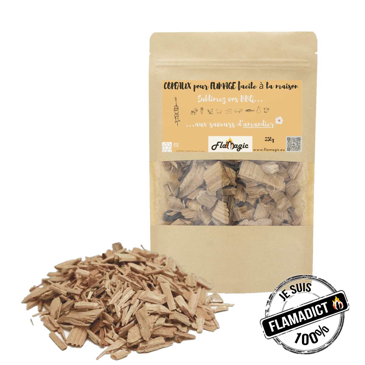 Copeaux de fumage bois d'amandier - Spécial Barbecue - Sachet 350g