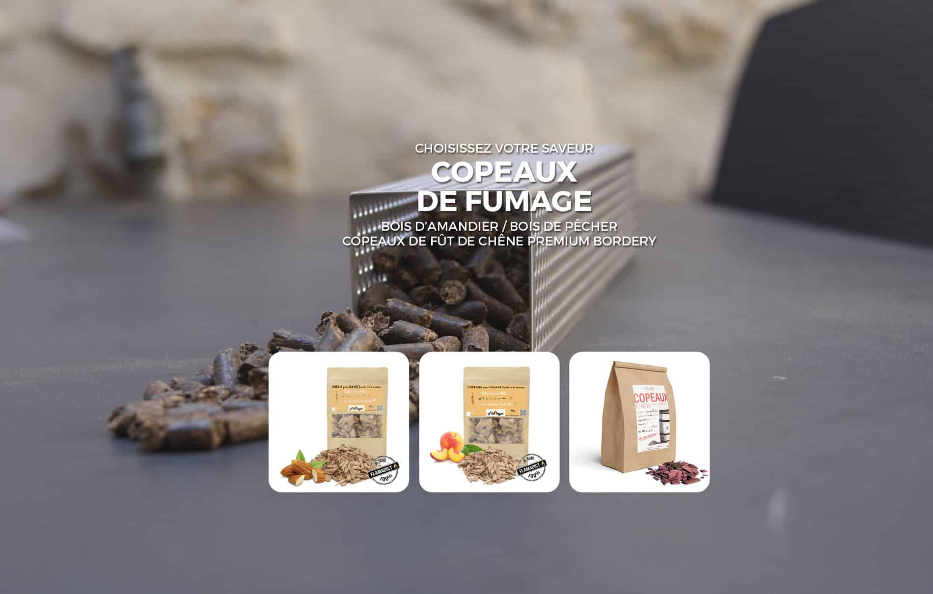 copeaux de bois de fumage - bois pecher, bois amandiers, bois fumage vin